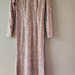 Golden Formal Evening Sequin &beaded Dress 