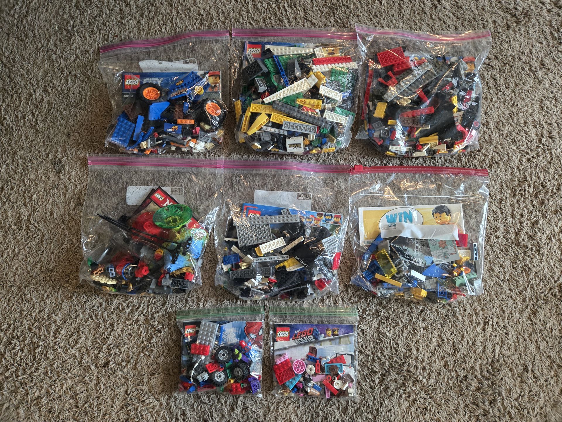 Various Lego Sets - Lego Movie 2, Spiderman, Ninjago, and City