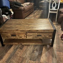 Two Draw Wood Coffee Table