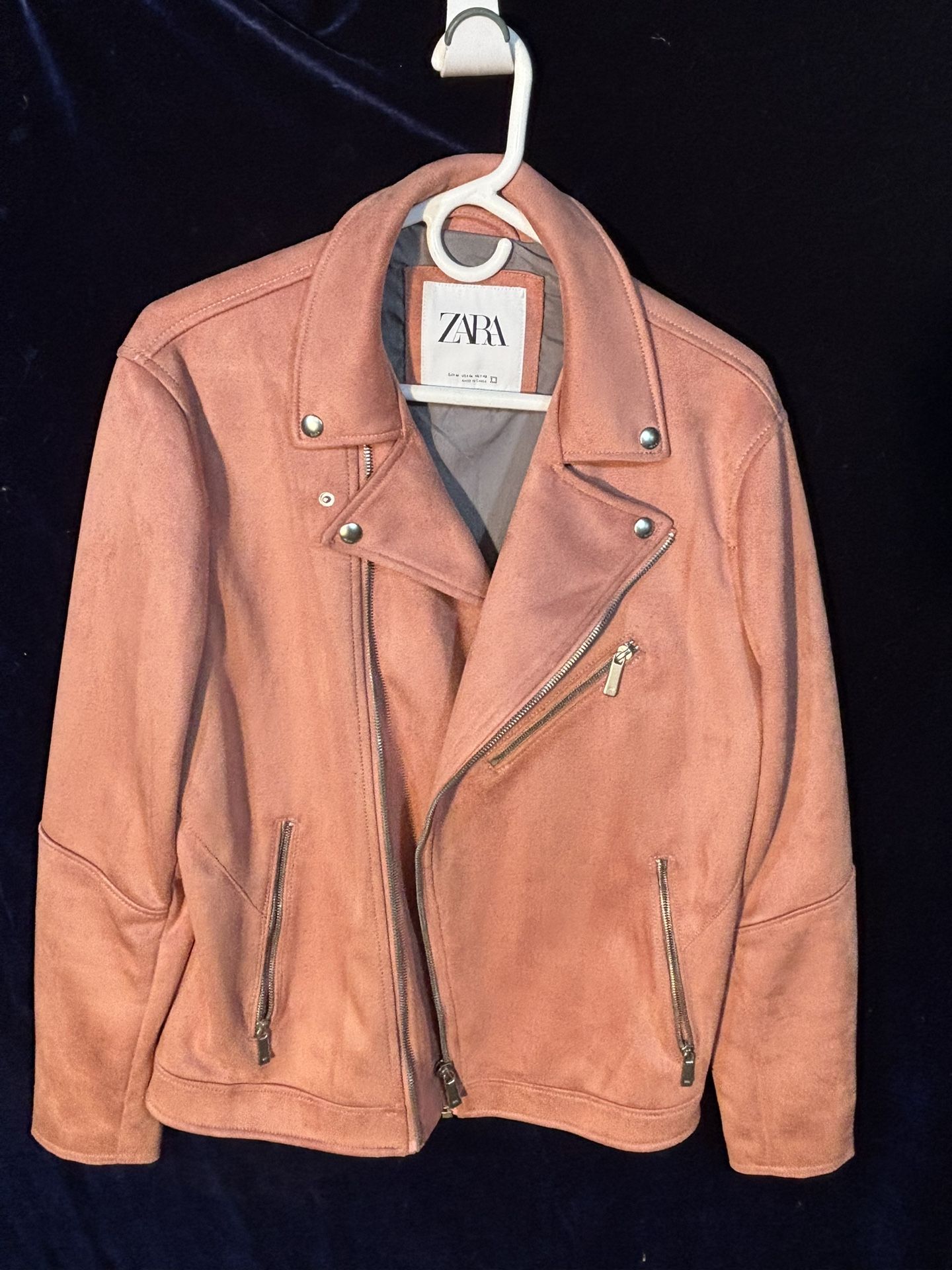 Zara Pink Suede Leather Jacket