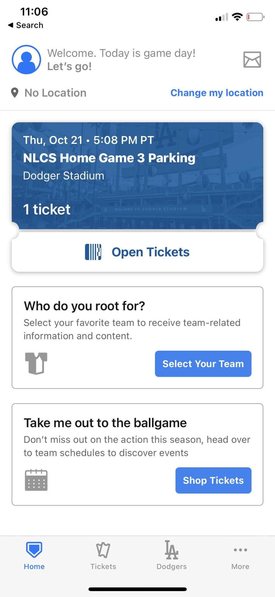Dodgers Parking Ticket 10/21