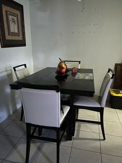 Black Dining Table Set with 4 Chairs