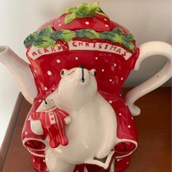Blue Sky Clayworks Christmas Teapot