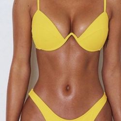 New Sexy Brazilian /Miami style yellow mono wire bikini / swimwear/swimsuit/ bathing suit size medium 