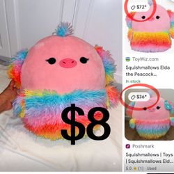 $8 large Squishmallows peacock 🦚 20” tall in mint condition