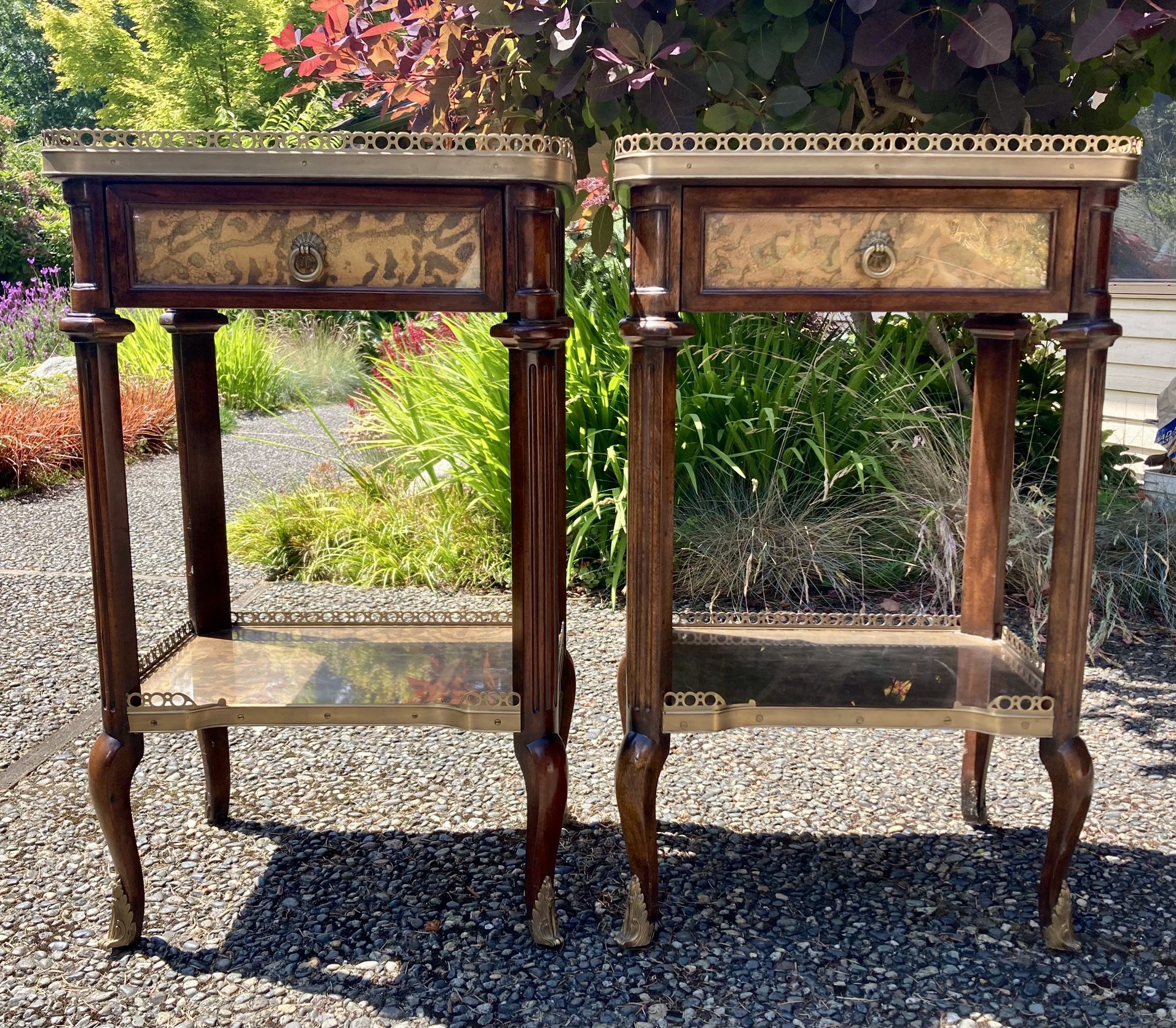 Pair Of Vintage Theodore Alexander Eglomise Lamp Tables