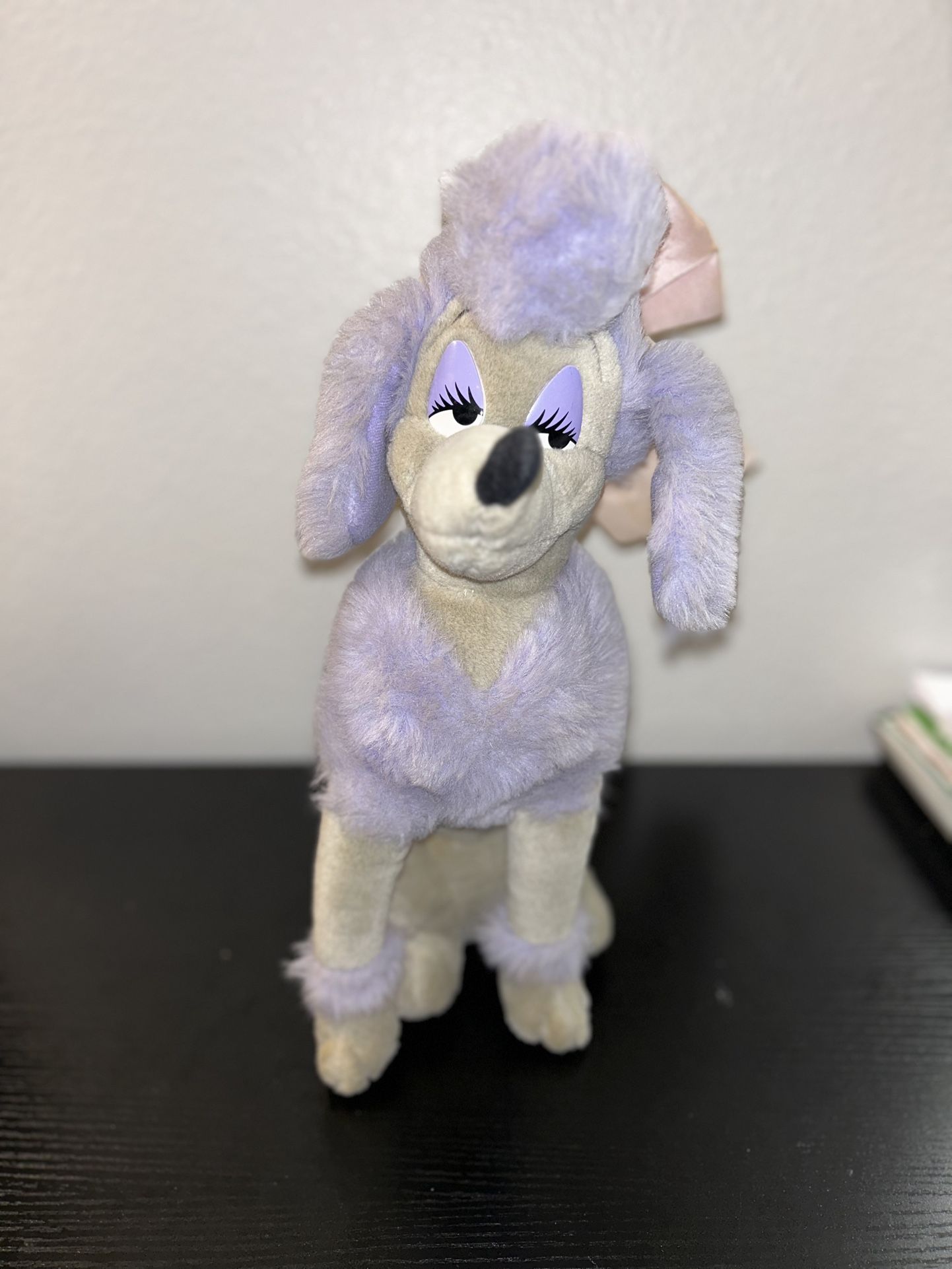 Disney Oliver & Company Georgette Grey Poodle Pink Bow Plush Stuffed 15” 1988
