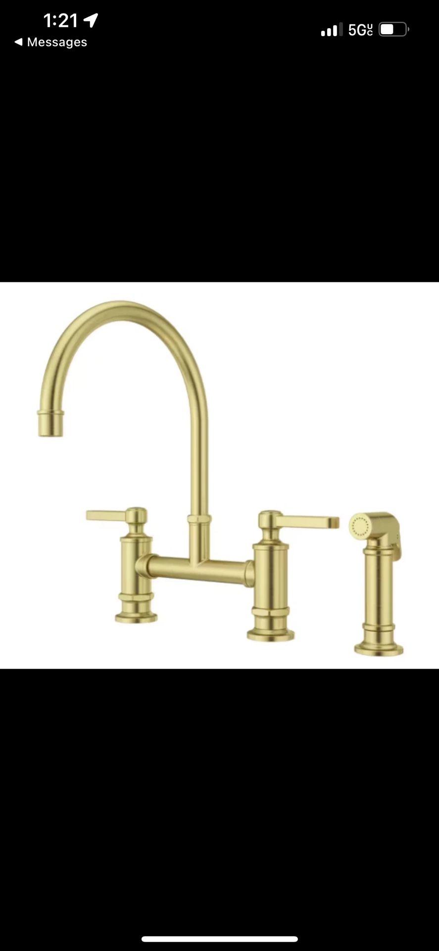 Pfister Port Haven 2-Handle Bridge Kitchen Faucet in Brushed Gold w/Side Sprayer