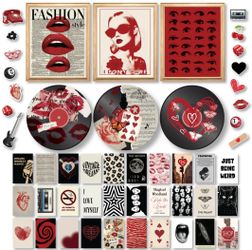 Decor Y2k Posters - Dark Red Downtown Girl Aesthetic Wall Decor, Y2k Room Decor 2000s Collage Kit, Trendy Wall Art Prints Dorm Decorations For Teen Gi