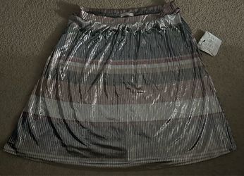 NWT ModCloth Shimmer Metallic Striped Pleated Skirt - Elastic Waist Band size 2X
