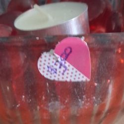 Used,  2 Red Glass Candle Holders With Red Marbles
