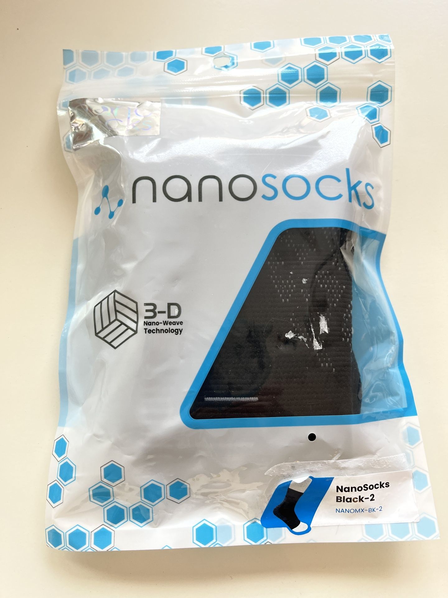 Nanosocks 3D Nano-Weave Technology Black Compression Socks Size 2 NEW