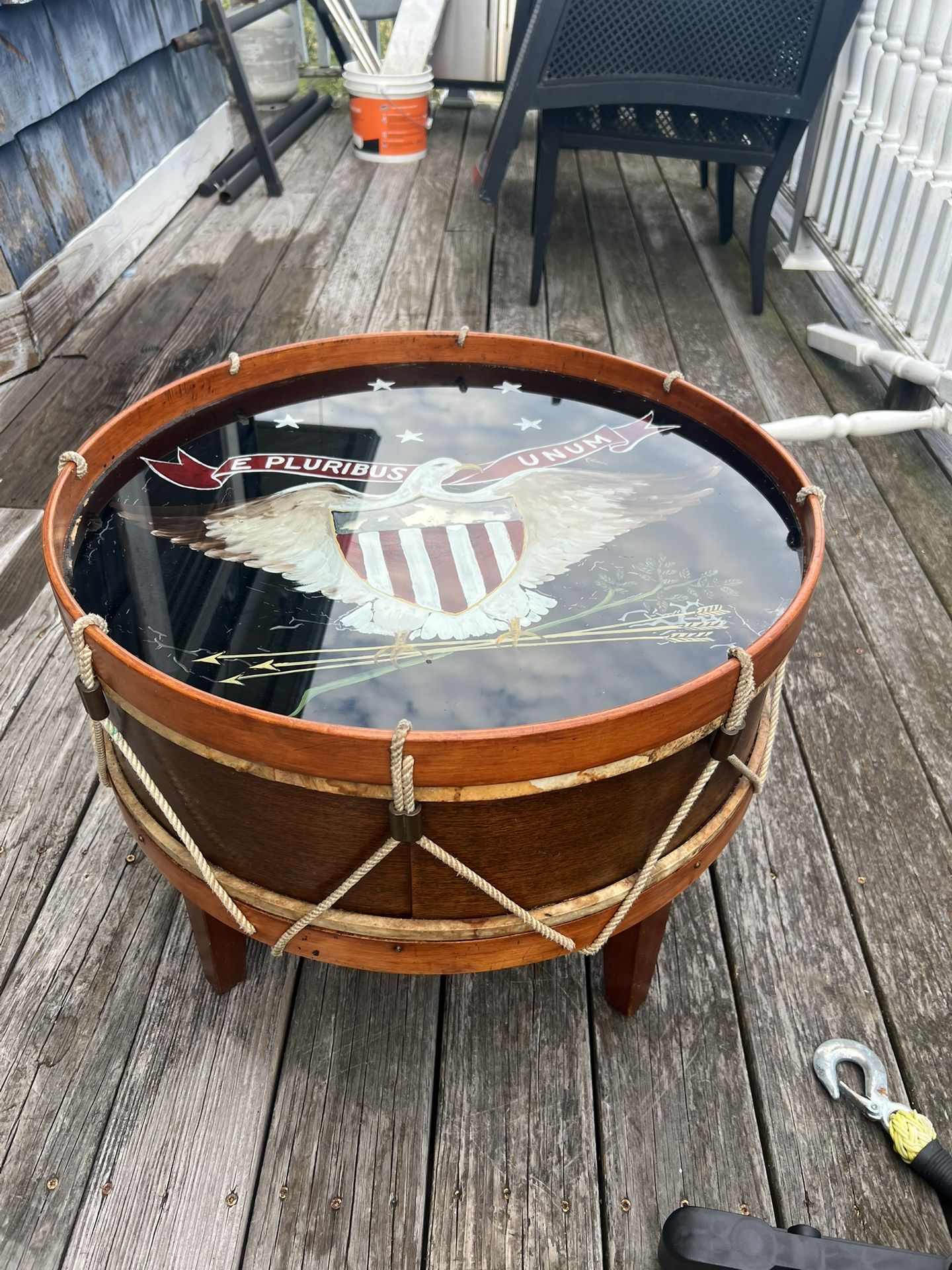 1920s Ludwig & Ludwig Chicago Antique Drum Coffee Table Decor