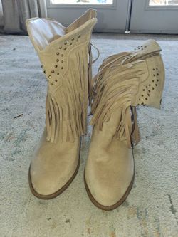 Olivia and Kate tan suede boots (size 5 1/2)