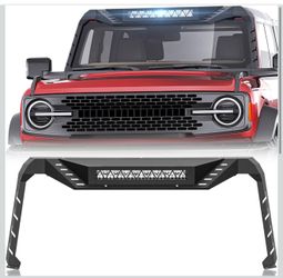 for Bronco Windshield Frame Cover with LED Light Bar Insert Front Roof Sun Visor Cowl Body Armor Compatible with 2021 2022 2023 2024 2025 Ford Bronco,