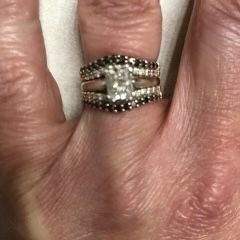 Two karat white and black diamond wedd set rose and white gold