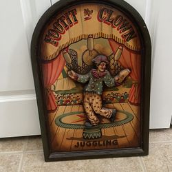 Vintage 1970s Carved Wooden and Hand-Painted Circus Sign