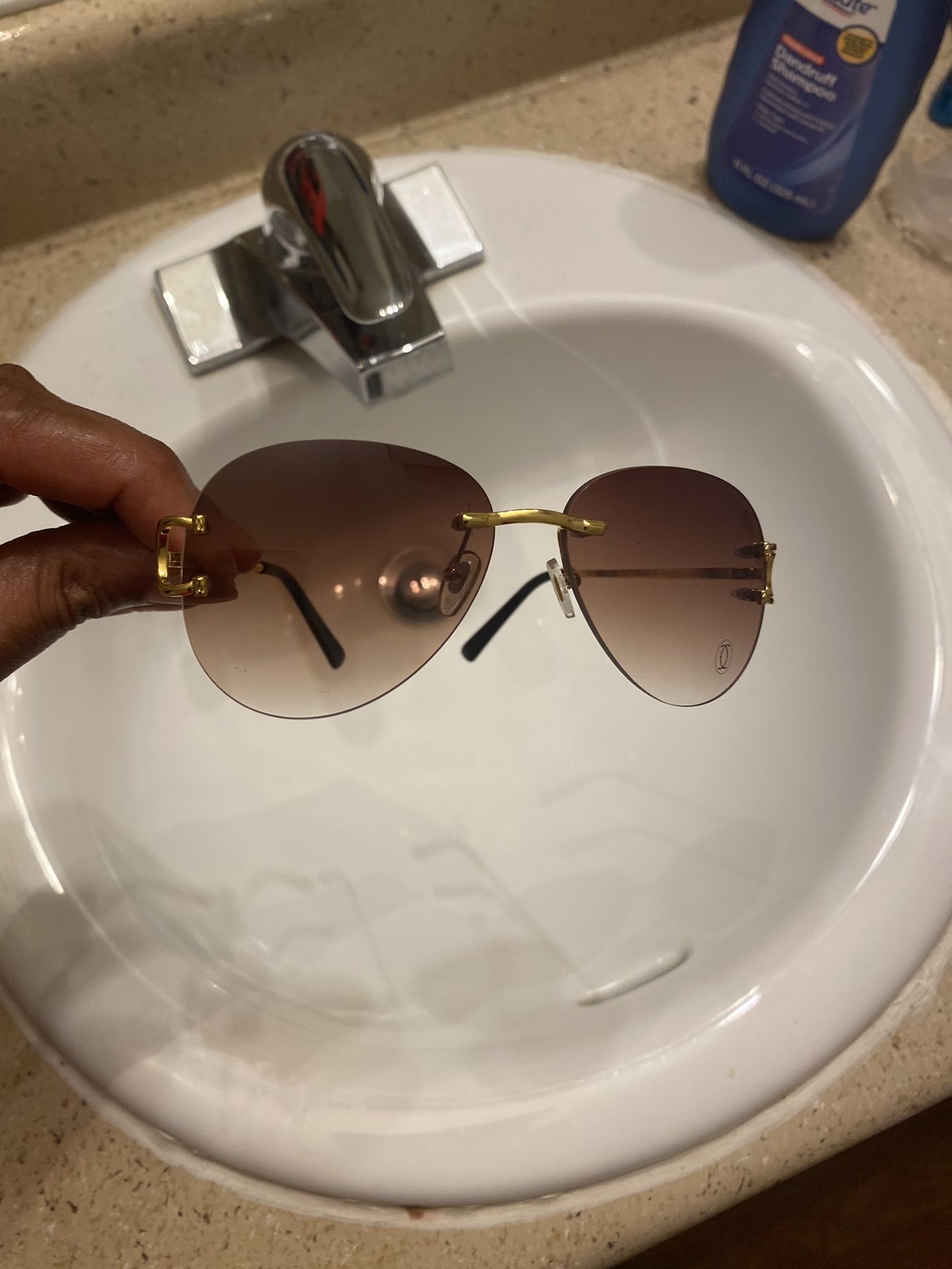 Cartier Sunglasses Gold Brown