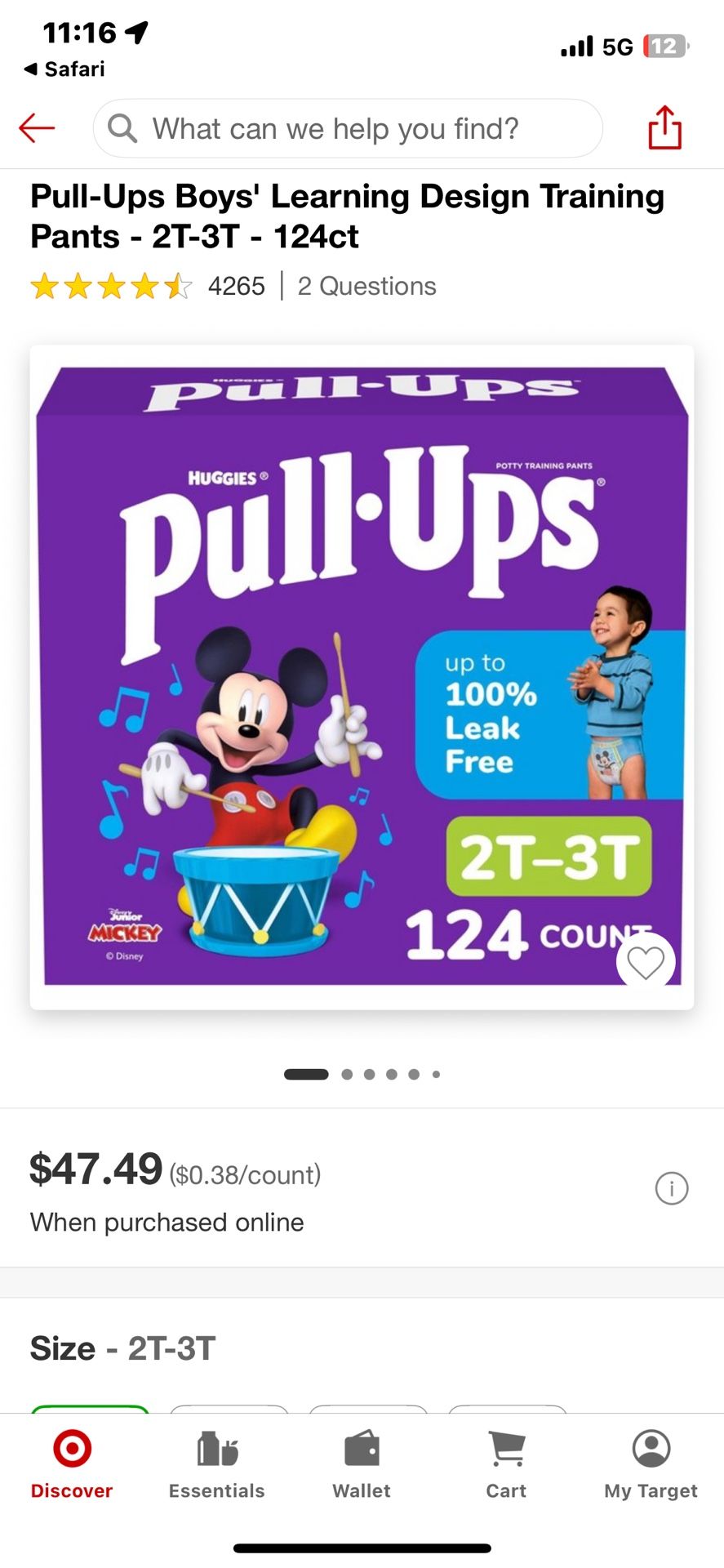 NEW/ Huggies Pull-Ups Boys' Learning Designs Training Pants 2T-3T 124ct (4/31’s count)