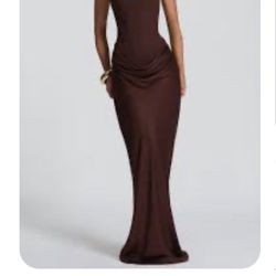 NWT Babyboo Long Maxi Bodycon Brown Gown Dress Size M 