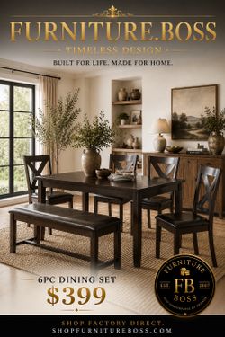 Dining Table + 4 Chairs + Bench