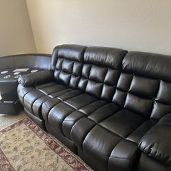 Black Leather Couch With Bluetooth