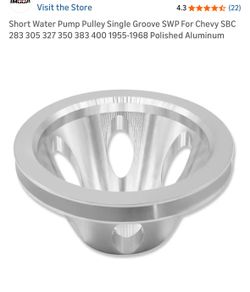 Short Water Pump Pulley Single Groove SWP For Chevy SBC 283 305 327 350 (contact info removed)-1968 Polished Aluminum