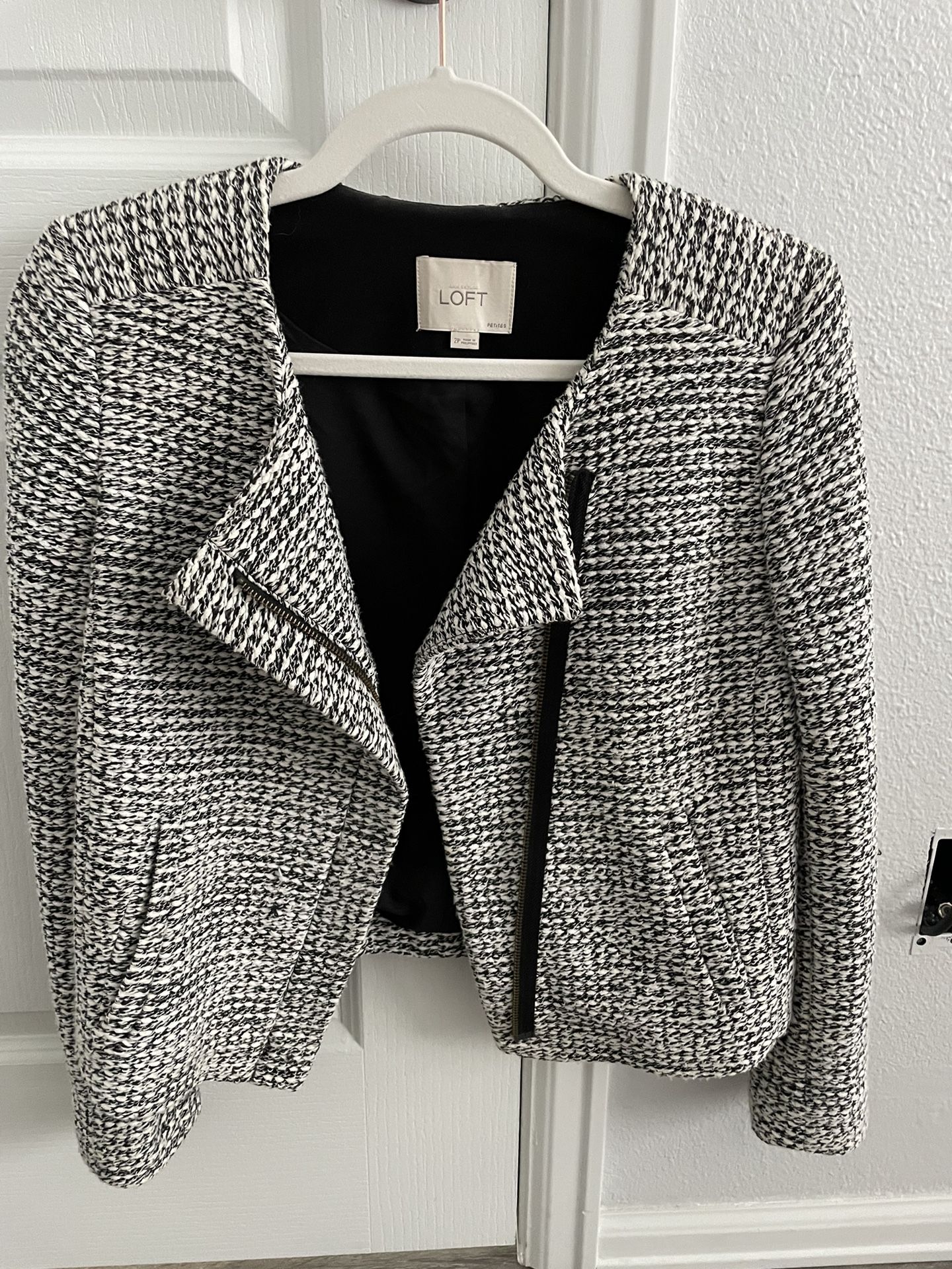 Loft Cropped Knit Zip Up Jacket Size 2P