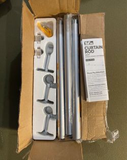 YaFex 1" Heavy Duty Adjustable Silver Curtain Rod Set (32"–150") - Brand New / Open Box