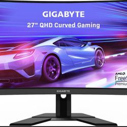 GIGABYTE G27QC 27" 165 Hz 1440P Curved Gaming Monitor, 2560 x 1440 VA 1500R Display, 1ms (MPRT) Response Time, 92% DCI-P3, HDR Ready, FreeSync Premium