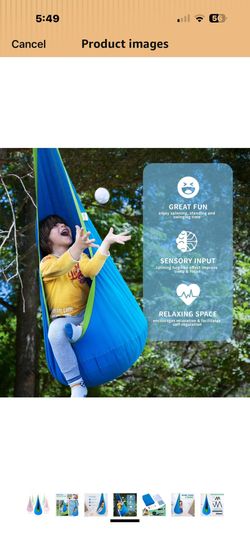 OUTREE Kids Pod Swing Seat, Cotton Child Hammock Swing Chair, Sensory Swing for Indoor and Outdoor Use, Blue Amazon's Choice 58 25$