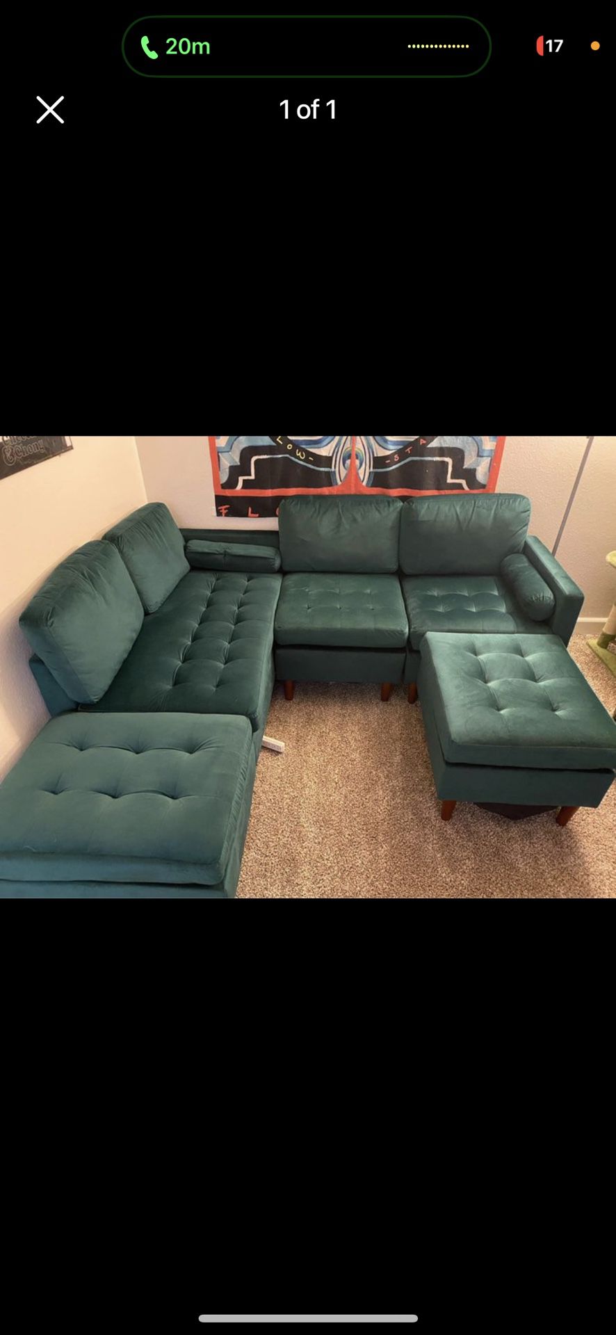 Multi sectional Couch (Green) $375 OBO 