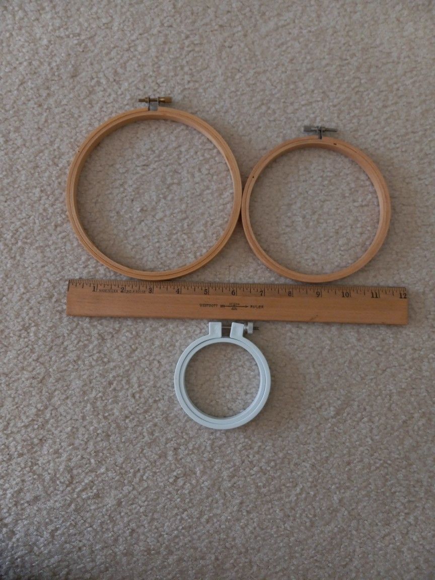 Lot Of 3 Cross Stitch/Embroidery Hoops