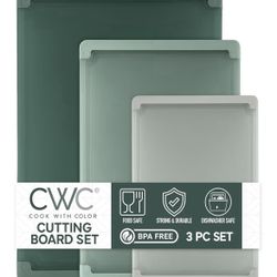 COOK WITH COLOR Extra Large Cutting Board Set, Jumbo-Sized Boards with Rubber Border 