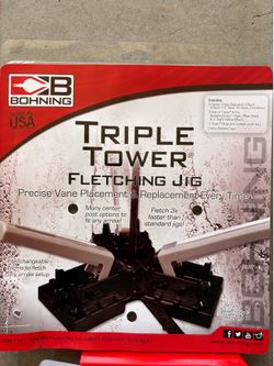 Archery triple tower fletching jig