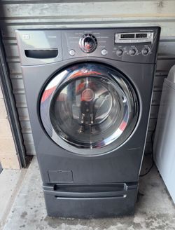 Gray LG Washer With Pedestal