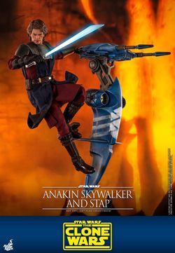 Hot Toys TMS020 Star Wars Clone Wars Anakin Skywalker & STAP PERFECT CONDITION