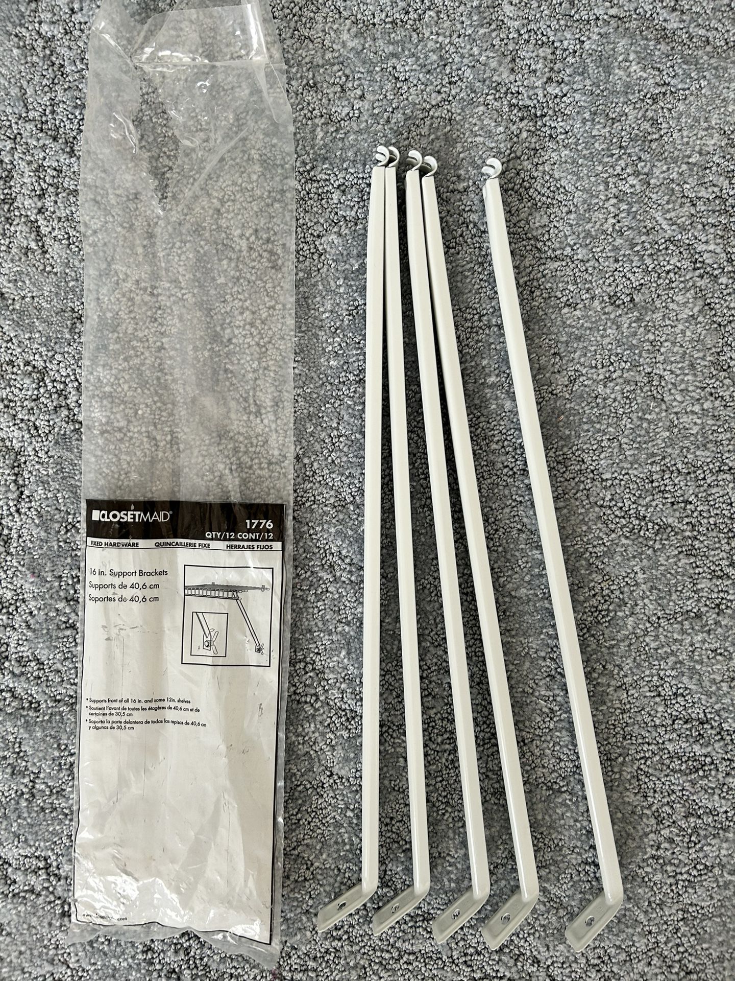 5 NEW Shelf Support Brackets 16”