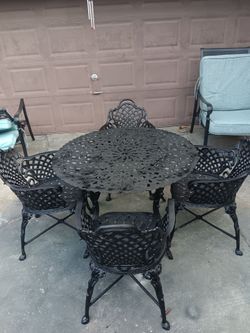 Vintage Heavy Duty Cast Iron Outdoor Patio Dining Set