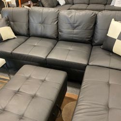 🌟ELEGANT Black 3PCS Sectional W/Storage Ottoman (Right Chaise) 🆕FREE FINANCING AVAILABLE 👉 NO CREDIT CHECK 👉 0 DOWN PAYMENT 