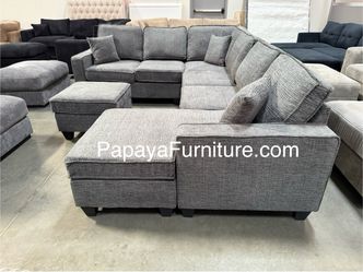 New!Slate Grey Sectional, Reversible Sectional Couch, Sofa, Gray Couch, Gray Sectional, Chenille Sectional, Sectional And Ottoman, Sectionals, Sofas