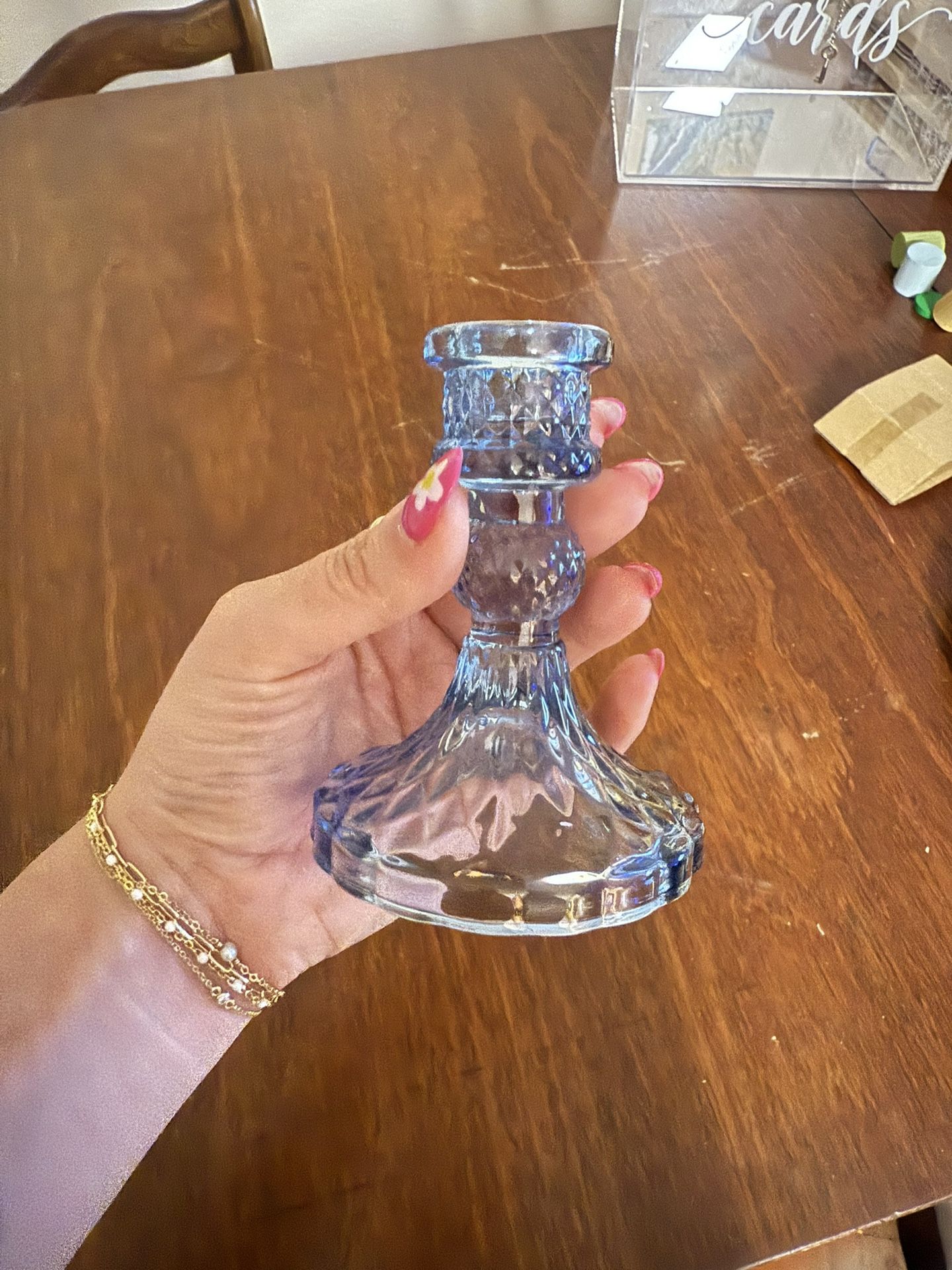 Blue Glass Taper Candle Holders - Set Of 12 - Wedding / Party / Home Decor