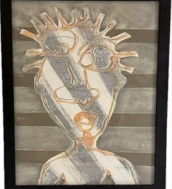 Original Modern Fine Art DAN SAYLES Painting Signed Framed ABSTRACT PORTRAITURE San Diego CA Artist Mixed Medium Contemporary HILLCREST