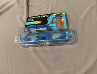 Hurley Maui Jr. Kids Swim Goggles – Blue Fabric Head Strap (Ages 6+) New in Case