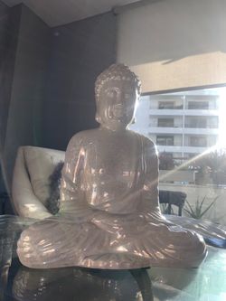 QINLANG 18.5 inch White Buddha Statue for Home Decor, Ceramic Meditation Buddha Decoration for Home