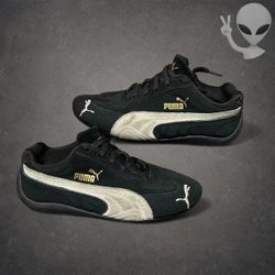 Puma Speedcat OG Black Suede Metallic Gold Low Top Sneakers Shoes Size 6