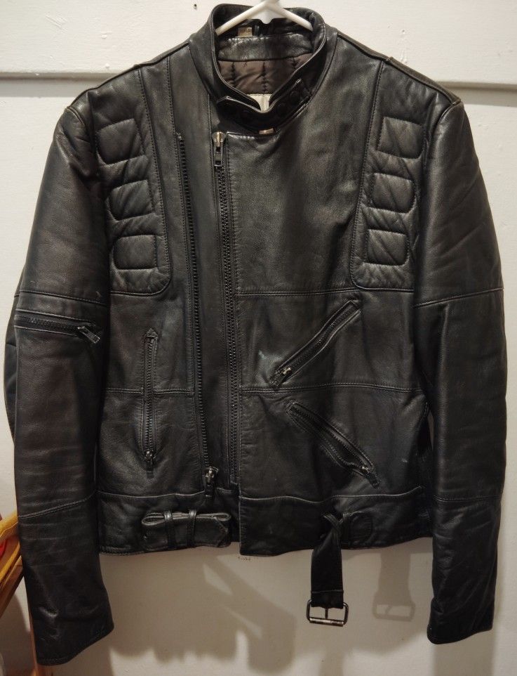 Wilson's Suede & Leather Motorcycle Black Leather Jacket 40 Medium