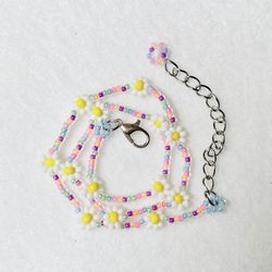 Neon Choker Daisy Flower Necklace Kids Tweens Summer Colors Y2K New