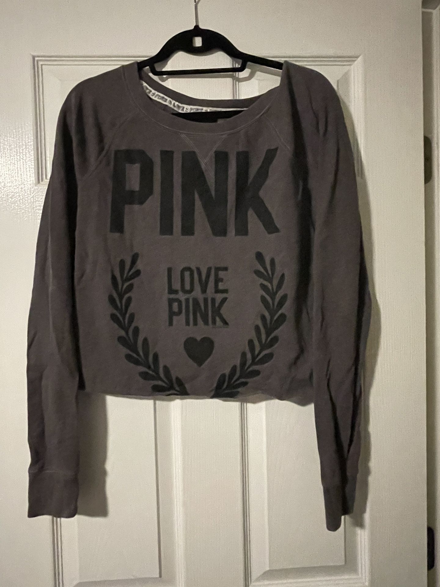 Grey LOVE PINK Crop sweatshirt