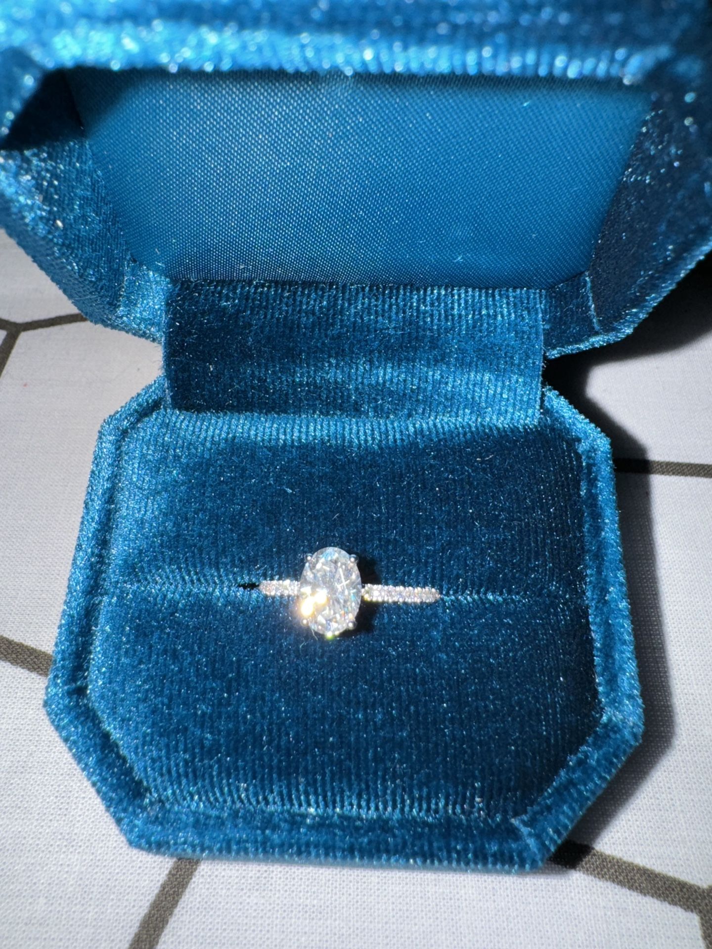 Oval Engagement 1.5 Ct Ring 10k White Gold